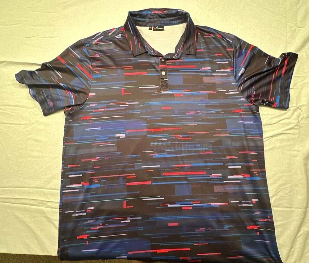 Yatta Golf Digital Glitch Pattern Performance Polo Shirt Men's XXL